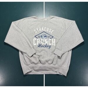 Vintage Syracuse Crunch Hockey Sweatshirt Men's XL Gray Pro Weave Crewneck 90s